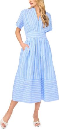 Ted Baker Stripe Cotton Midi Dress in Granada Sky at Nordstrom, Size 10