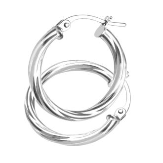 Diamant L'éternel Womens 9ct White Gold Ladies Hoop Earrings - One Size