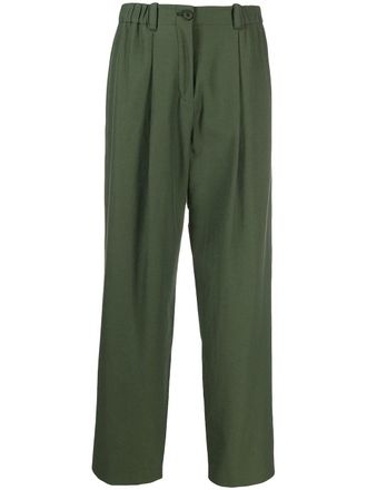 Kenzo cropped tailored trousers - women - Cotton/Cotton/Triacetate - 38 - Green