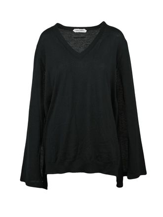 Alberta Ferretti Black Virgin Wool Open-Sleeve Sweater