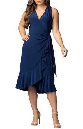 Kiyonna Laguna Sleeveless Wrap Dress in Nouveau Navy at Nordstrom, Size X-Large