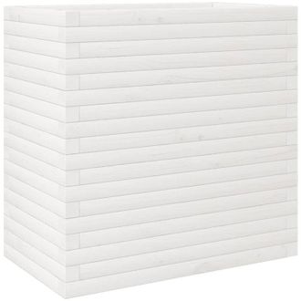 vidaXL Jardinera Madera Maciza De Pino Blanco 70x40x68,5 Cm Vidaxl