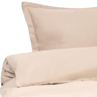 Beliani Conjunto De Funda De Edred&oacute;n Moderna De Sat&eacute;n De Algod&oacute;n 150 X 200 Cm Beige Parkrose