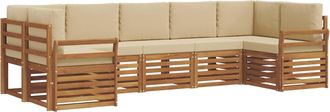 vidaXL Conjunto De Sof&aacute;s De Exterior 7 Uds. Natural Y Beige Vidaxl