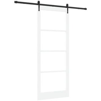 vidaXL Vidaxl - Puerta Deslizante Manual Blanco 93 X 232 Cm Madera Y Metal