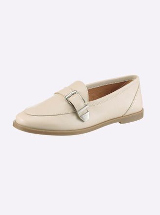 Heine Slipper HEINE, Damen, Gr. 36, creme, Glattleder, Leder, Rindsleder, Schuhe Slipper