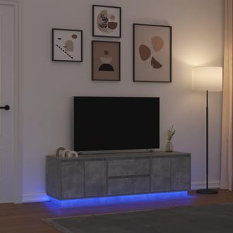 Berkfield Home TV Cabinet with LED Lights Concrete Grey 160.5x41x50 cm