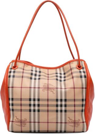 Burberry Borsa tote con motivo Haymarket Check piccola in tela cerata Canterbury 2000-2017 - Marrone