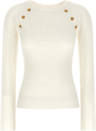 Balmain 3 Buttons Sweater Maglioni Bianco-Donna