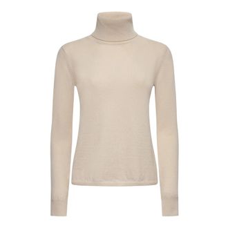 Max Mara Beige Wol Kasjmier Coltrui Sweater - Dames - Coltruien - Beige - L - Wol - Truien & Vesten