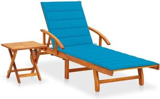 vidaXL Tumbona De Jard&iacute;n Con Mesa Y Coj&iacute;n Madera Maciza De Acacia Vidaxl