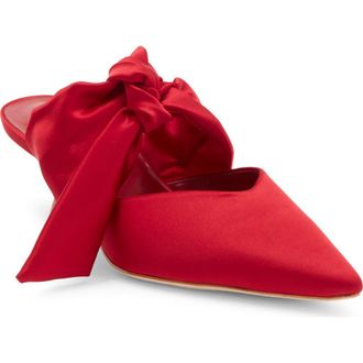 Reformation Milk Glass Pointed Toe Mule in Lipstick Satin at Nordstrom Rack, Size 6.5