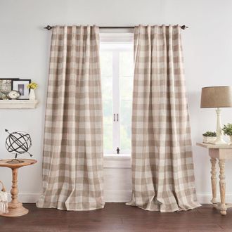 OEM Cortinas Opacas Home Fashions Farmhouse Living Con Estampado A Cuadros, Ideales Para Sala De Estar Y Dormitorio, Con Bolsillo Para Barra Y Trabillas, 