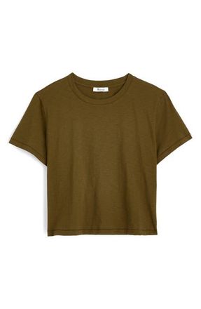 Madewell Boxy Crop Cotton Slub T-Shirt in Chateau Olive at Nordstrom, Size Xx-Large