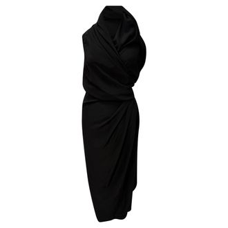 Rick Owens midi-jurk met colkraag in zwarte zijde