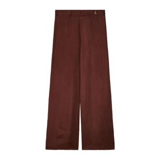 Patrizia Pepe Patrizia Pepe, Wide Trousers, female, Brown, Size: L Pantalone in tela fluida