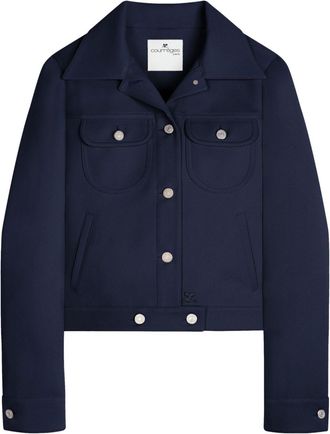Courrèges Trucker button-fastening twill jacket - women - Polyester/Acetate - 34 - Blue