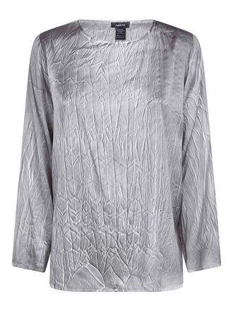 Avant Toi Crumpled Effect Stretch Silk Blouse