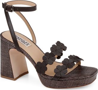 Badgley Mischka Waverly Ankle Strap Platform Sandal in Brown Leather at Nordstrom, Size 7.5