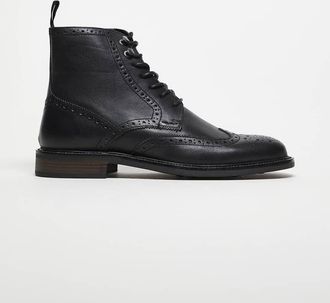 Asos Scarpe brogue stringate nere in pelle-Nero