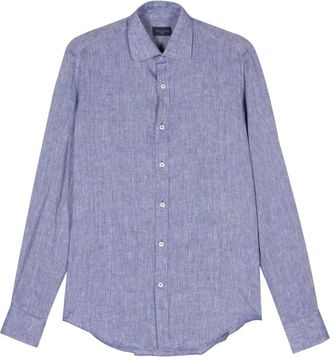 Paul & Shark Blauwe Linnen Casual Overhemd met Lange Mouwen - Heren - Casual Overhemden - Blauw - 3XL - Linnen - Overhemden