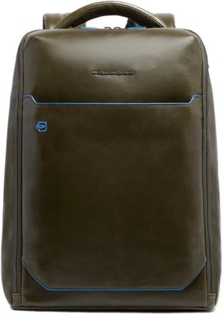 Piquadro Leren Laptop Rugzak 14 Blauw Square- Kabelslot - Heren - Rugzakken - Groen - ONE Size - Leer - Tassen