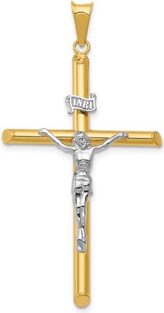 Diamond2Deal 14k Two-tone Gold Polished Jesus Crucifix Pendant
