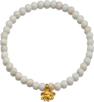 Satya Jewelry Walk in Harmony Lotus White Turquoise Gemstone Bracelet