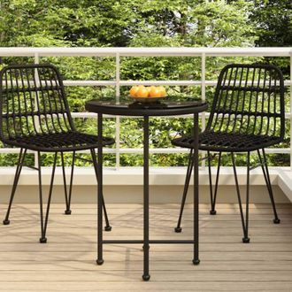 vidaXL Mesa De Comedor De Vidrio Templado Y Acero Negro 55 Cm Vidaxl