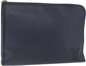 Louis Vuitton Pre-owned Vintage Clutch - Dames - Vintage Clutch - Blauw - ONE Size - Leer - Vintage