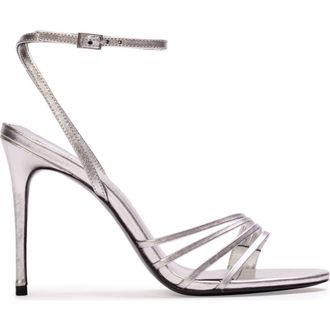 Black Suede Studio Ella 100 Metallic Sandal in Silver Metallic at Nordstrom, Size 37.5 Eu