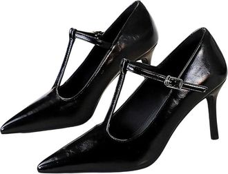 Generic Women Pointed Toe High Heel Pumps Spring Fashion Buckle Detail Banquet Dress Shoes Black