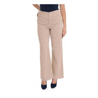 Max Mara Broeken, Dames, Beige, L, Denim, Hoge taille wijde pijp denim jeans