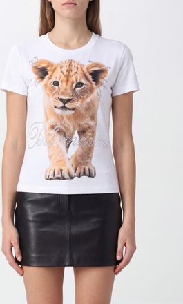 Blumarine T-shirt slim fit in cotone con logo di strass