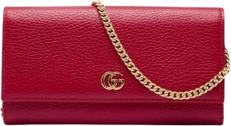 Gucci Pre-owned Wallet On Chain - Dames - Vintage Schoudertas - Rood - ONE Size - Leer - Vintage
