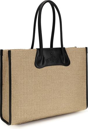 Vivienne Westwood Womens Troy Tote Bag Natural Raffia Shoulder