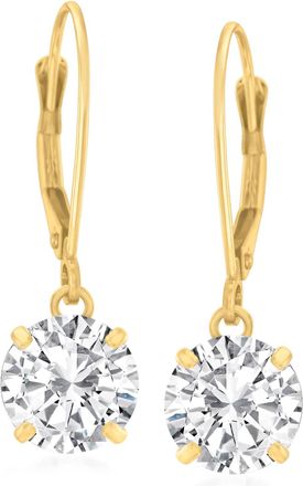 Ross-Simons CZ Drop Earrings in 14kt Yellow Gold