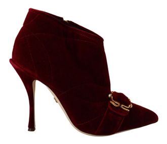 Dolce & Gabbana Bordeaux Velvet Devotion Hakken Laarzen Dameschoenen