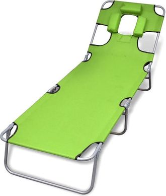 vidaXL Vidaxl - Tumbona plegable de acero y cojín de cabeza acero verde manzana