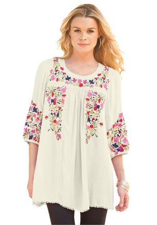 Roaman's Boho Floral Tunic in Ivory Boho Floral at Nordstrom, Size 20