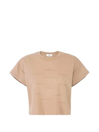Elisabetta Franchi T-shirt met patch - Beige