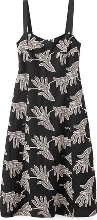 Mango Embroidered A-Line Midi Dress in Black at Nordstrom, Size 10