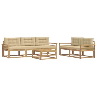 vidaXL Conjunto De Sof&aacute;s De Exterior Con Coj&iacute;n 6 Pcs Y Beige Vidaxl