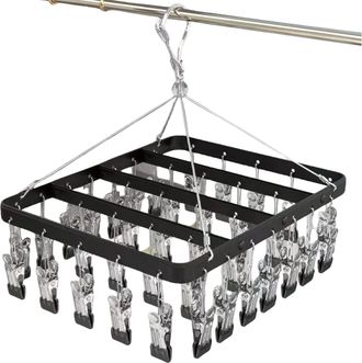 OEM Tendedero Met&aacute;lico Con 36 Pinzas, Gancho Resistente Al Viento Y Pinza Plegable Para Calcetines, Sujetadores Y Ropa Interior
