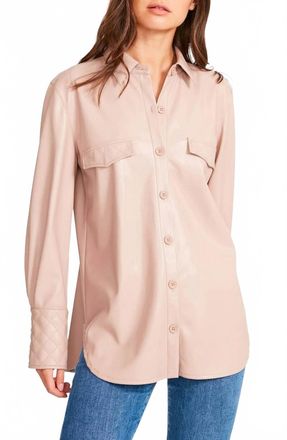 BB Dakota Ready Faux Leather Top In Taupe