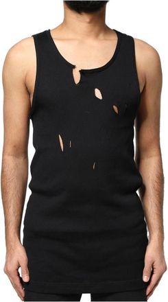 Dolce & Gabbana Cotton Rip Style Mouwloze Tank T-shirt - Heren - Tops zonder mouwen - Zwart - XL - Katoen - Tops