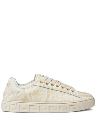 Versace Greca printed sneakers - women - Cotton/Polyester/Thermoplastic Polyurethane (TPU) - 36.5 - Neutrals