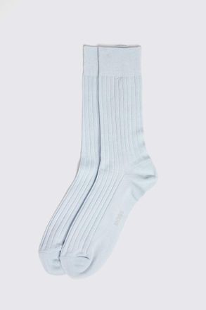 Moss Light Blue Fine Ribbed Socks