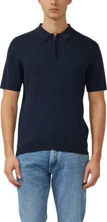 s.Oliver Poloshirt S.OLIVER, Herren, Gr. XXL, navy, Strick, Obermaterial: 85% Baumwolle, 15% Leinen, unifarben, normal h&uuml;ftbedeckend, Rundhals, B&uuml;ndchen, Shirt