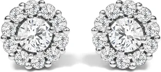 House of Brilliance 10K White Gold 3.0 Cttw Lab Grown Diamond Halo Stud Earrings